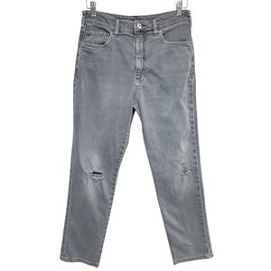 Anthropologie Pilcro Women Distressed Slim Straight Jeans Size 26 Gray High Rise